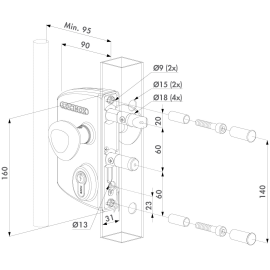 Surface mounted electric gate lock with Fail Open functionality