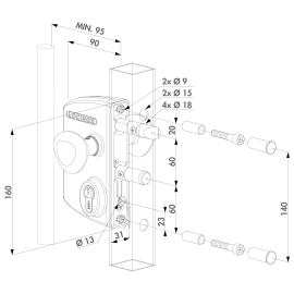 Surface mounted electric gate lock with Fail Close functionality