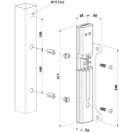 Surface mounted electric strike for Forty-, Fifty- and Sixtylock