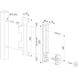Surface mounted stainless steel keep strike for Fortylock, Fiftylock and Sixtylock
