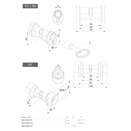 Triangular cylinder set for triangle keys