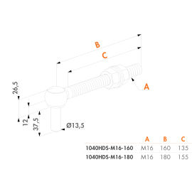 Hot-dip galvanized hinge axle M16