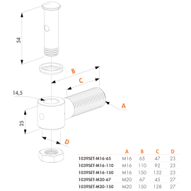 Eyebolt set for earplate 1036