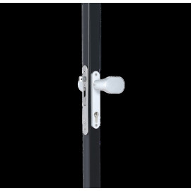 Handle set with rounded corners in anodised aluminium with fixed and/or rotating functionality