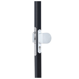 Handle set with rounded corners in anodized aluminium with fixed and rotating action