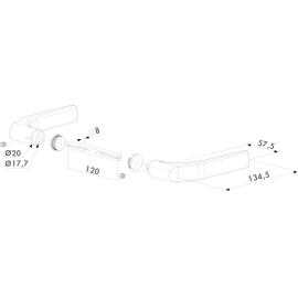 Handle pair in aluminium for insert locks - 3006J-H
