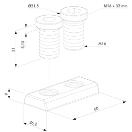 Claw nut and bolts for 4D hinges - 4DFIX-I