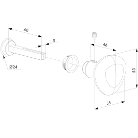 Half aluminium round handle - 3006R-2