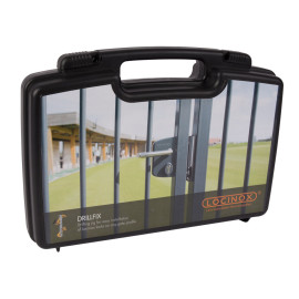 Tool case with drilling jig for surface mounted lock and corresponding keep - DRILLFIX
