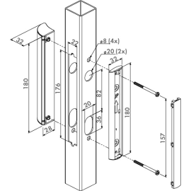 Set with integrated handles for keep side