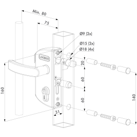 Surface mounted garden gate lock