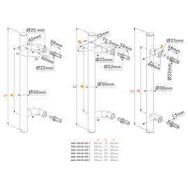Fixed stainless steel handle