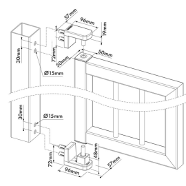 Compact, 2-way 90Â° hinge interchangeable with Interio gate closer