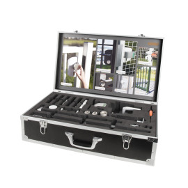 Demo case with a range of Locinox handles and drop bolts - DEMO-DROPBOLTS